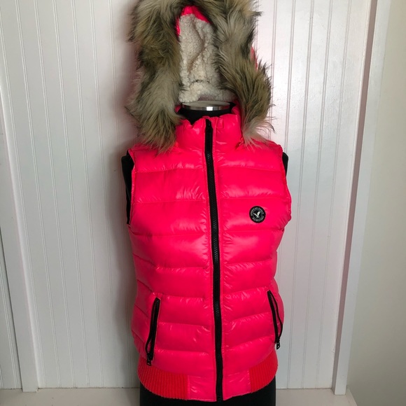 American eagle down jacket with faux fur trim hood
